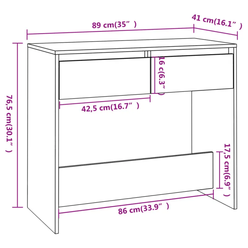 Konsolinis staliukas, baltos spalvos, 89x41x76,5cm, plienas