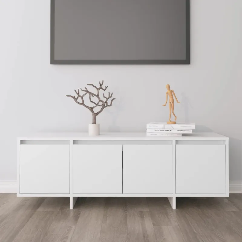 Televizoriaus spintelė, balta, 120x30x40,5 cm, apdirbta mediena