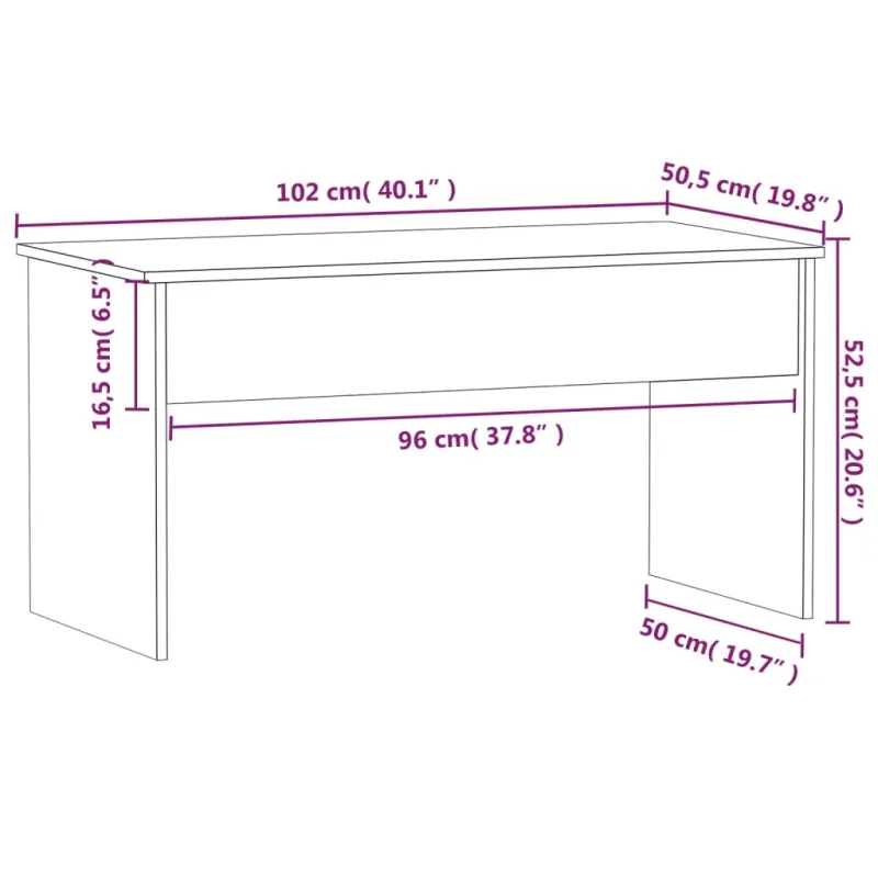 Kavos staliukas, betono pilkas, 102x50,5x52,5cm, mediena