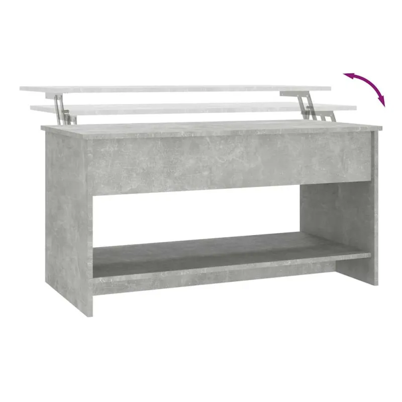 Kavos staliukas, betono pilkas, 102x50x52,5cm, apdirbta mediena