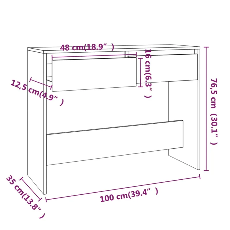 Konsolinis staliukas, baltas, 100x35x76,5cm, apdirbta mediena