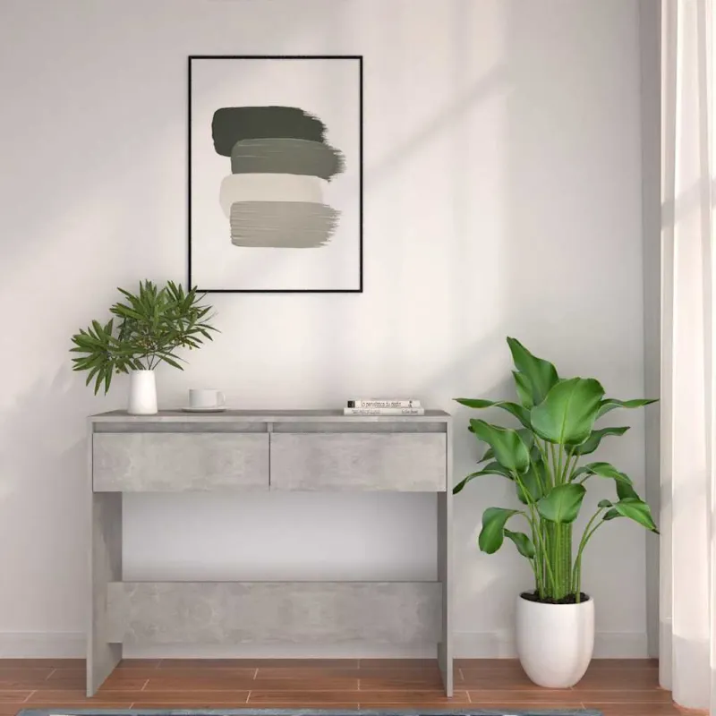 Konsolinis staliukas, betono, 100x35x76,5cm, apdirbta mediena