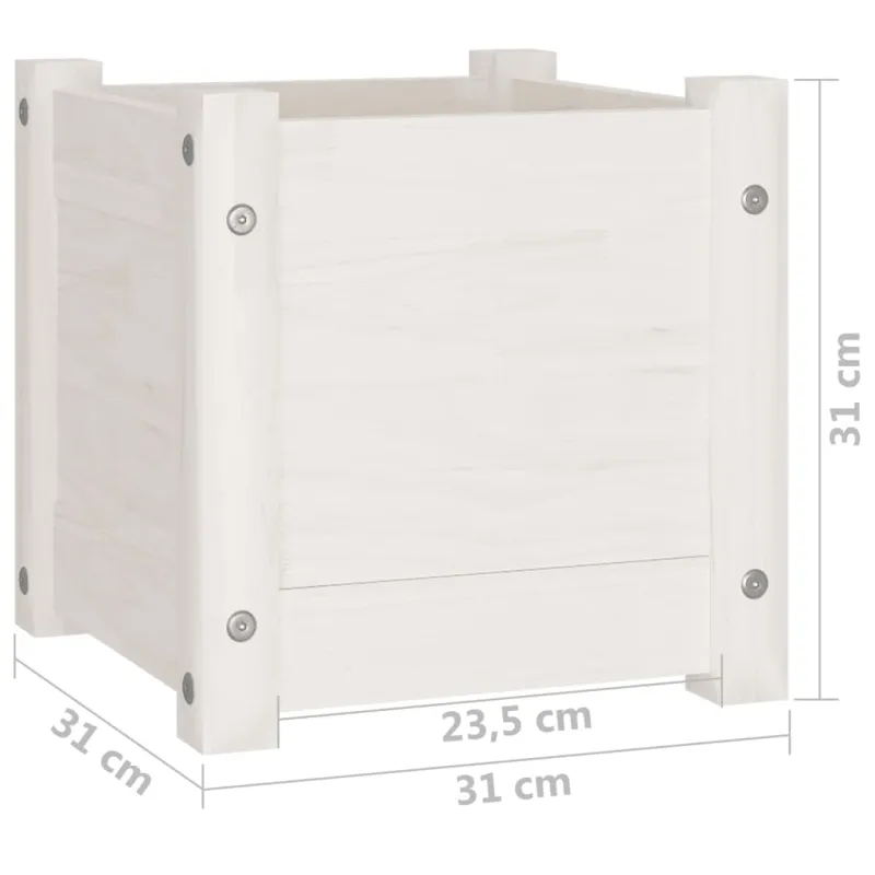 Sodo lovelis, baltas, 31x31x31cm, pušies medienos masyvas