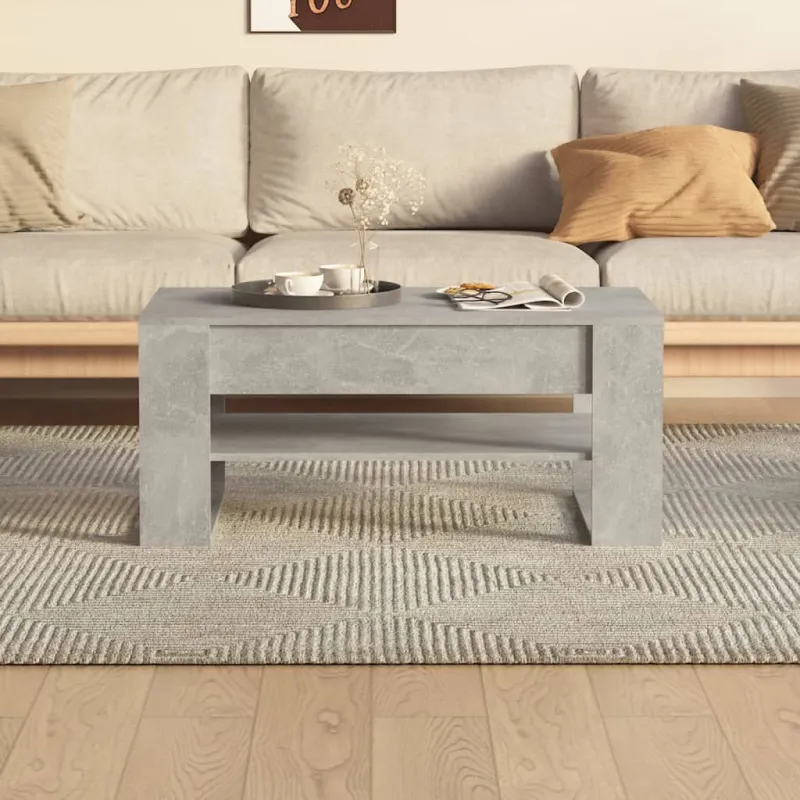 Kavos staliukas, betono pilkas, 102x55x45cm, apdirbta mediena
