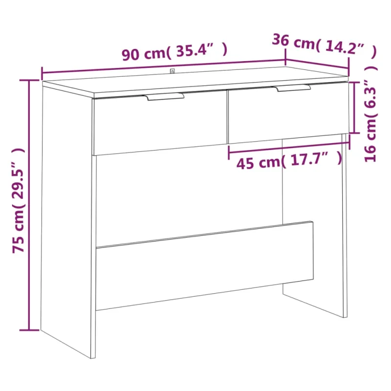 Konsolinis staliukas, juodas, 90x36x75cm, apdirbta mediena