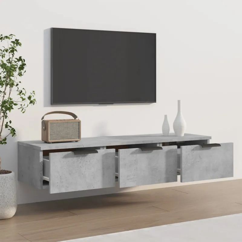 Sieninė spintelė, betono pilka, 102x30x20cm, apdirbta mediena