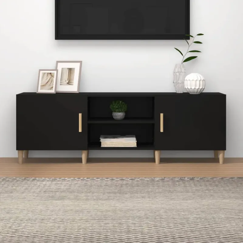 Televizoriaus spintelė, juoda, 150x30x50cm, apdirbta mediena