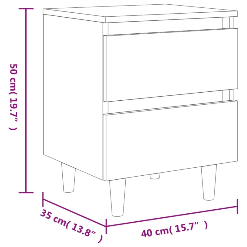 Naktinės spintelės su kojomis, 2vnt., ąžuolo, 40x35x50cm