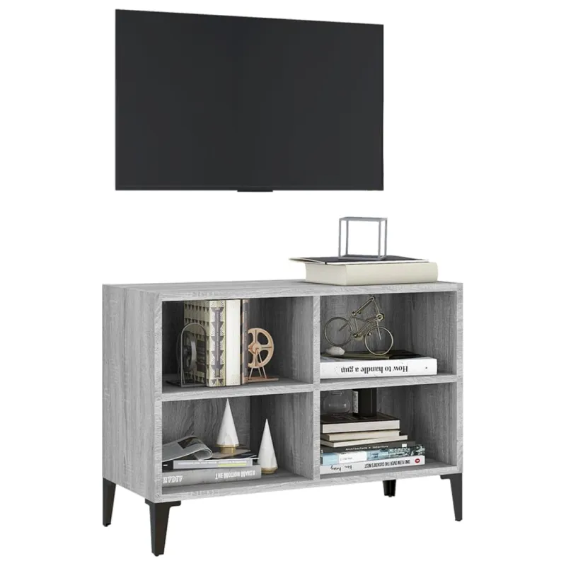 TV spintelė su metalinėmis kojelėmis, pilka, 69,5x30x50cm