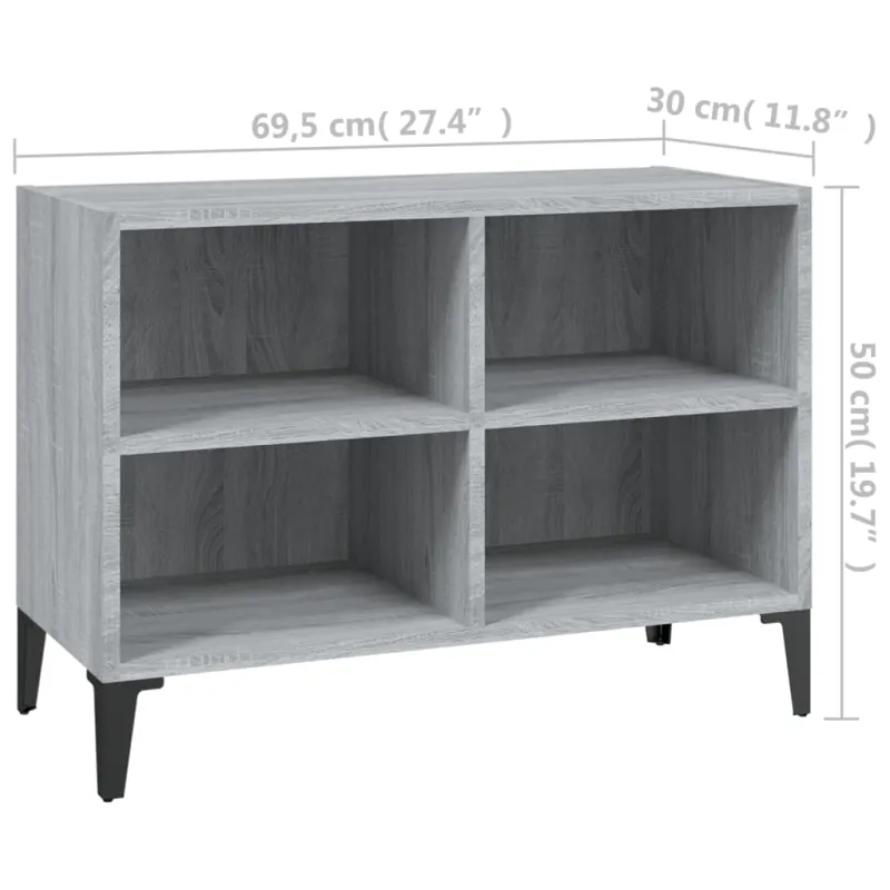 TV spintelė su metalinėmis kojelėmis, pilka, 69,5x30x50cm