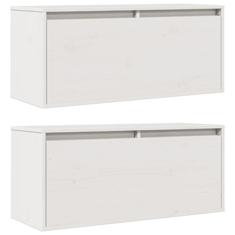Sieninės spintelės, 2vnt., baltos, 80x30x35cm, pušies masyvas