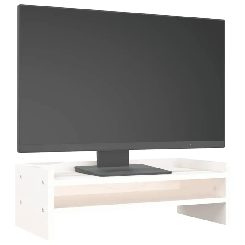 Monitoriaus stovas, baltas, 50x24x16cm, pušies medienos masyvas