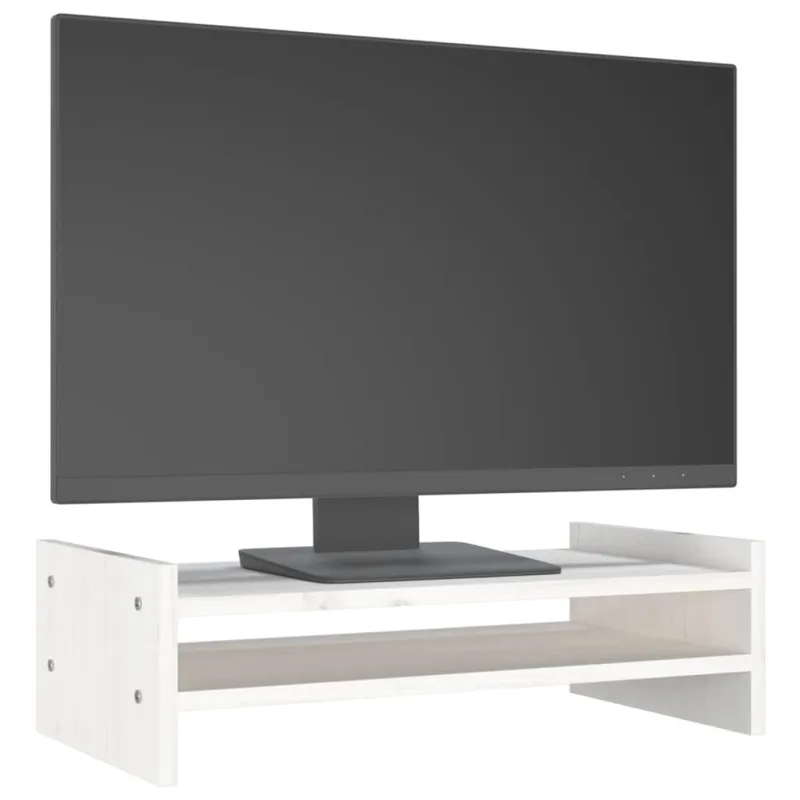 Monitoriaus stovas, baltas, 50x27x15cm, pušies medienos masyvas