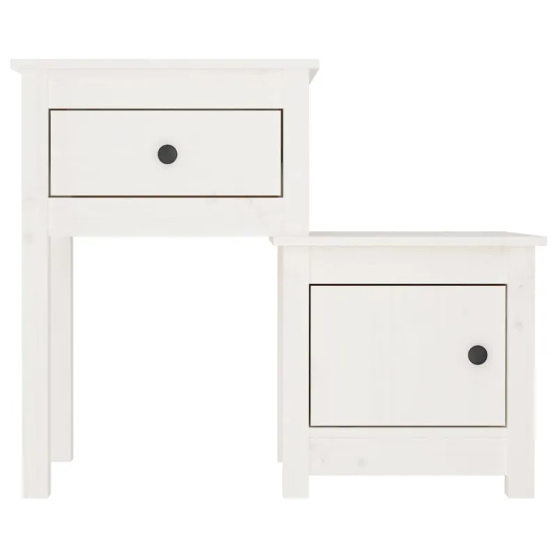 Naktinės spintelės, 2vnt., baltos, 79,5x38x65,5cm, pušis
