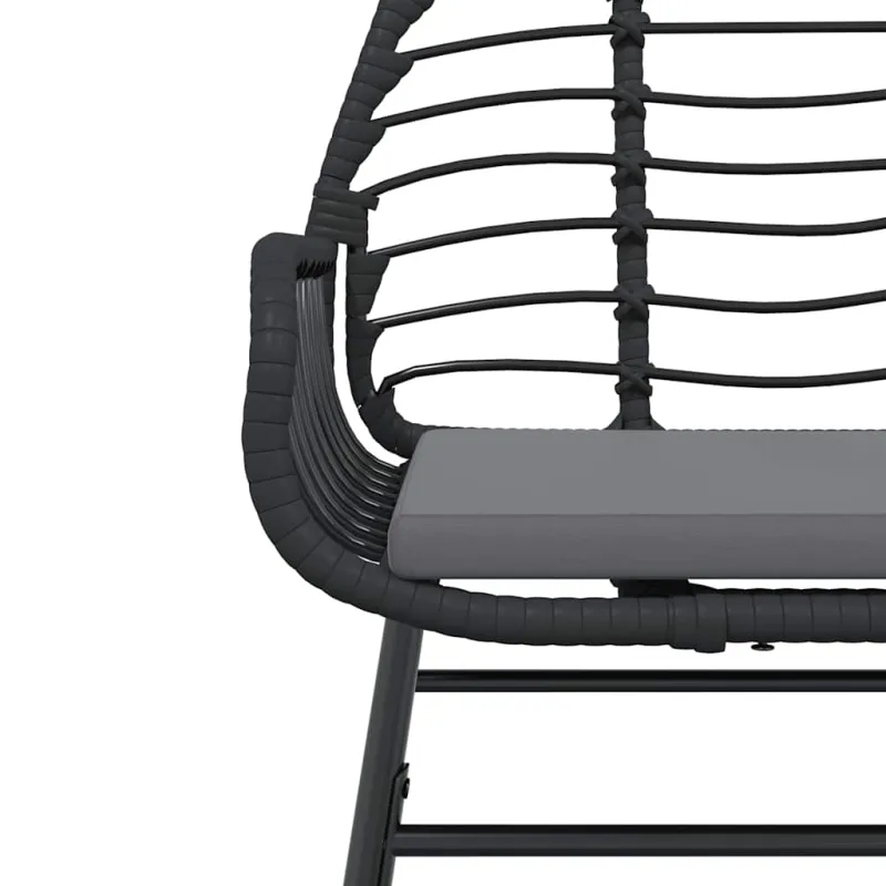 Sodo komplekti, 3 osaa, musta, polyratani ja lasi