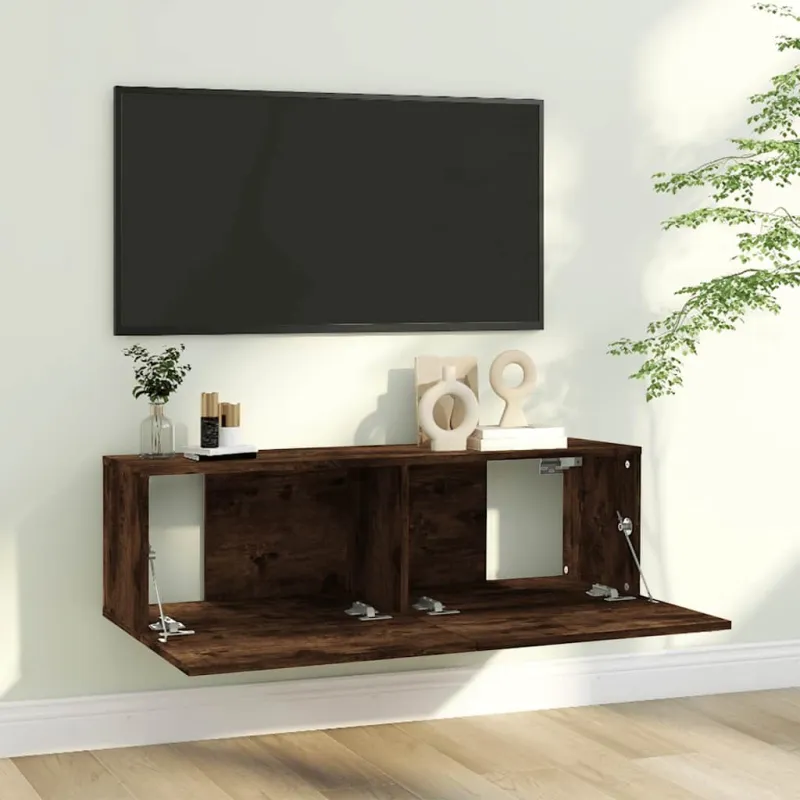 Sieninė televizoriaus spintelė, ąžuolo, 100x30x30 cm, mediena