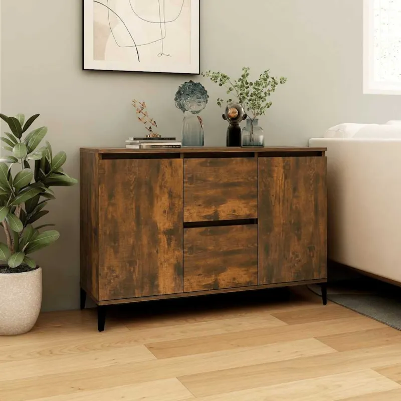 Šoninė spintelė, dūminio ąžuolo spalvos, 102x35x70cm, mediena