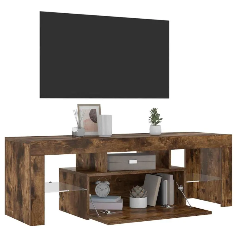 Televizoriaus spintelė su LED, dūminio ąžuolo, 120x35x40cm