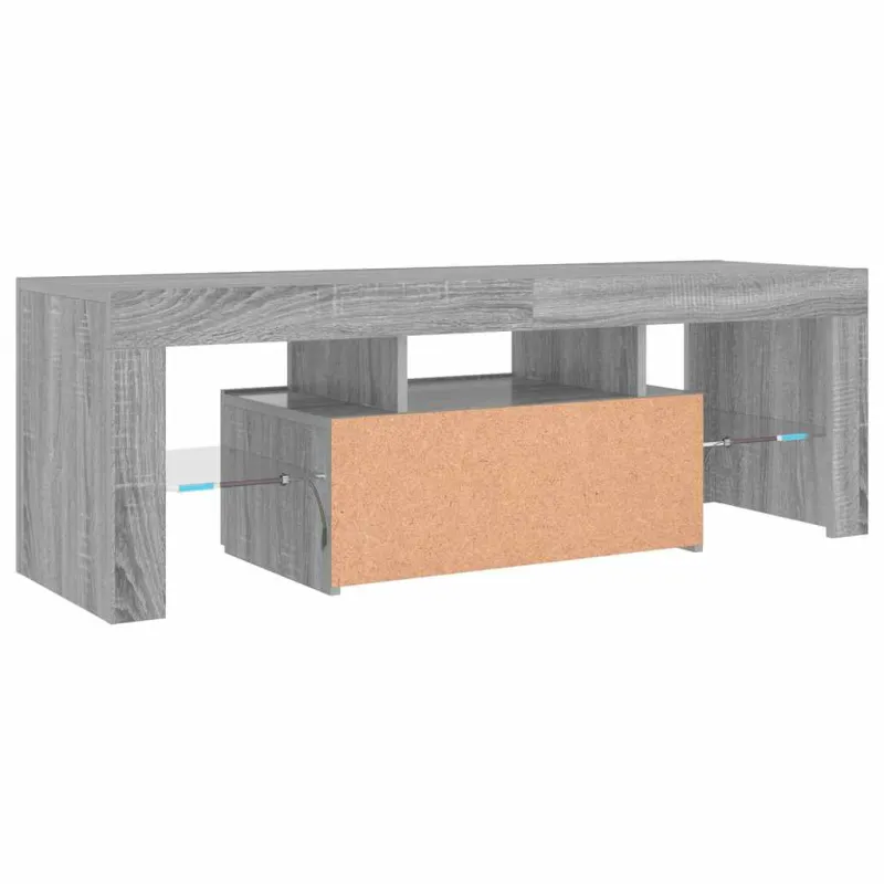 Televizoriaus spintelė su LED, pilka ąžuolo, 120x35x40cm