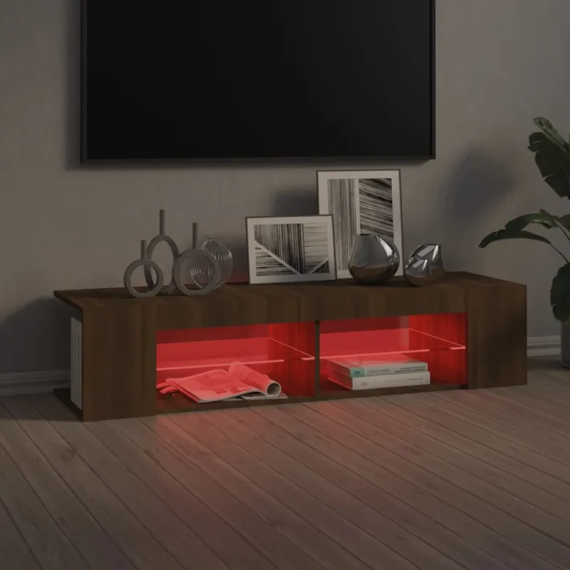 Televizoriaus spintelė su LED, ruda ąžuolo, 135x39x30cm