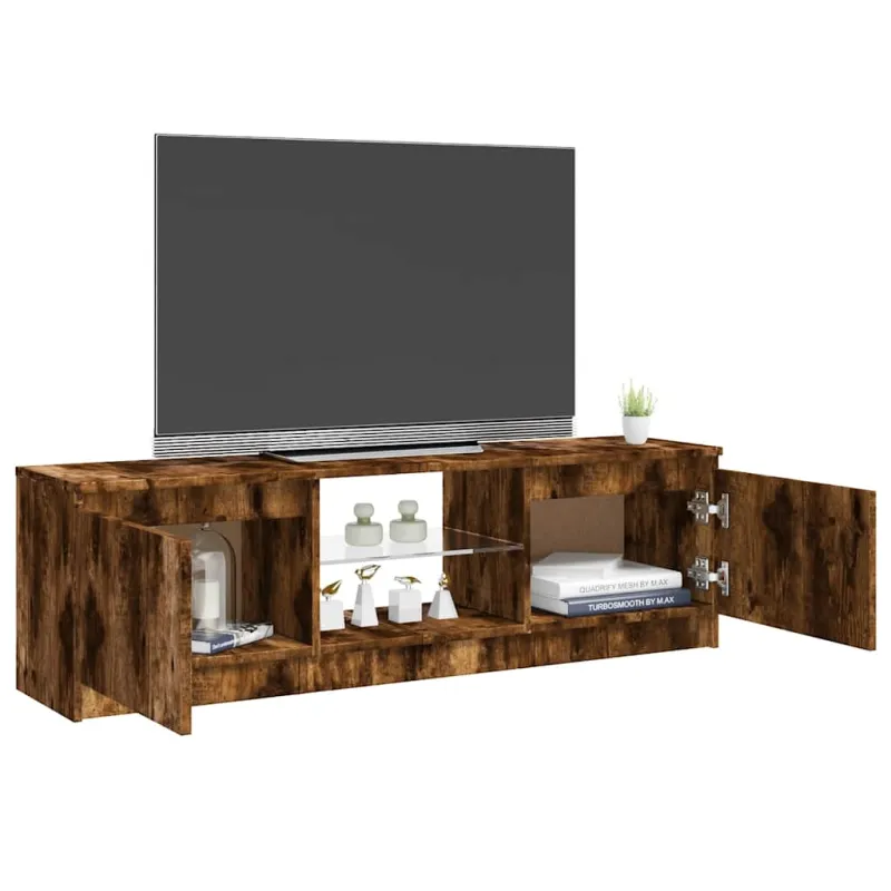 TV spintelė su LED apšvietimu, dūminio ąžuolo, 120x30x36cm