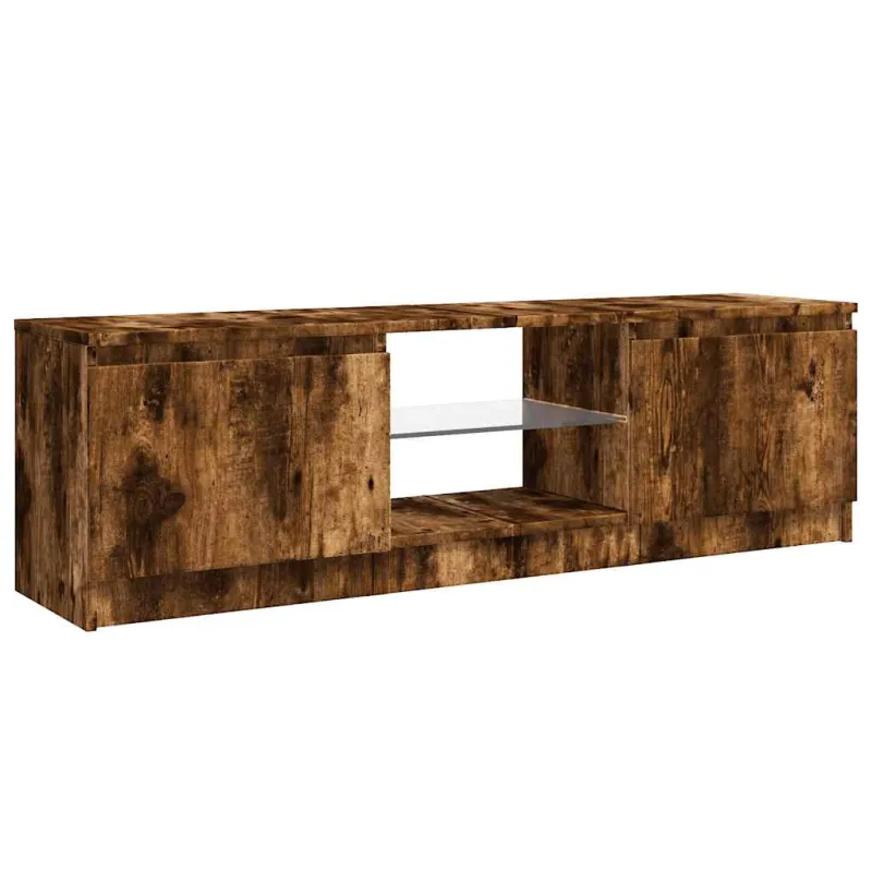 TV spintelė su LED apšvietimu, dūminio ąžuolo, 120x30x36cm