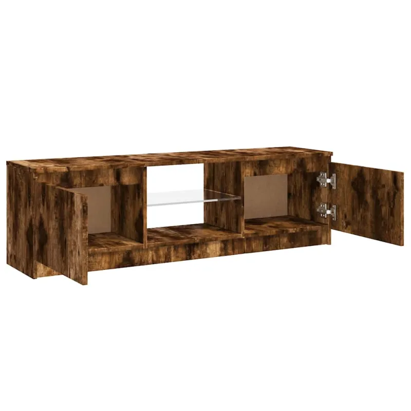 TV spintelė su LED apšvietimu, dūminio ąžuolo, 120x30x36cm