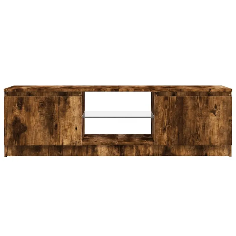 TV spintelė su LED apšvietimu, dūminio ąžuolo, 120x30x36cm