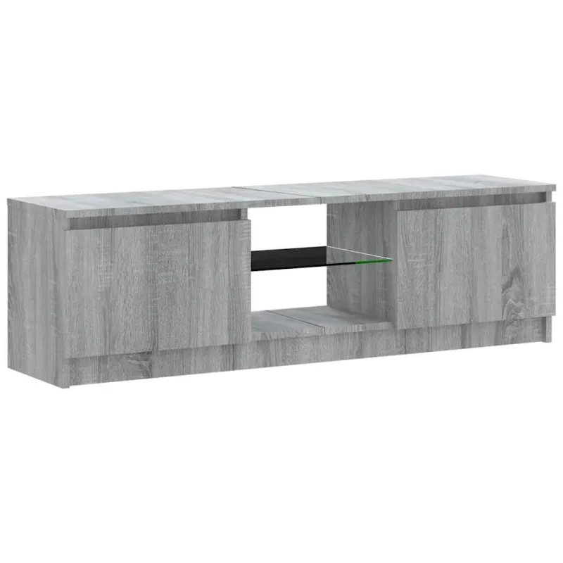 TV spintelė su LED apšvietimu, pilka ąžuolo, 120x30x36cm