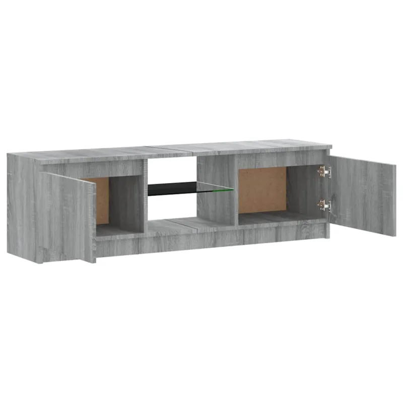 TV spintelė su LED apšvietimu, pilka ąžuolo, 120x30x36cm