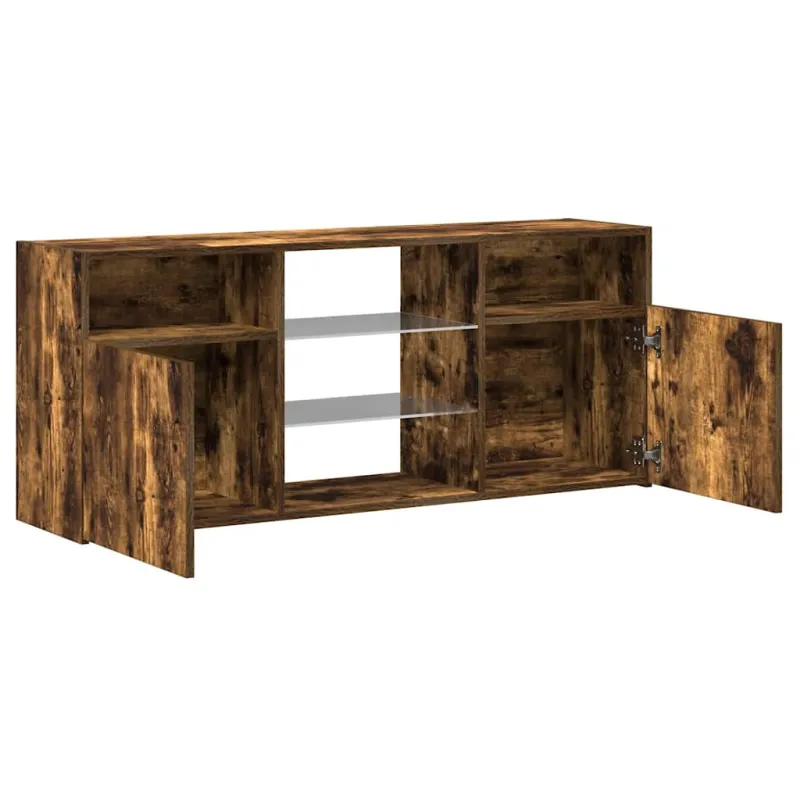 TV spintelė su LED apšvietimu, dūminio ąžuolo, 120x30x50cm