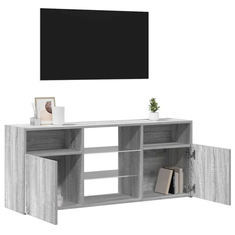 Televizoriaus spintelė su LED, pilka ąžuolo, 120x30x50cm