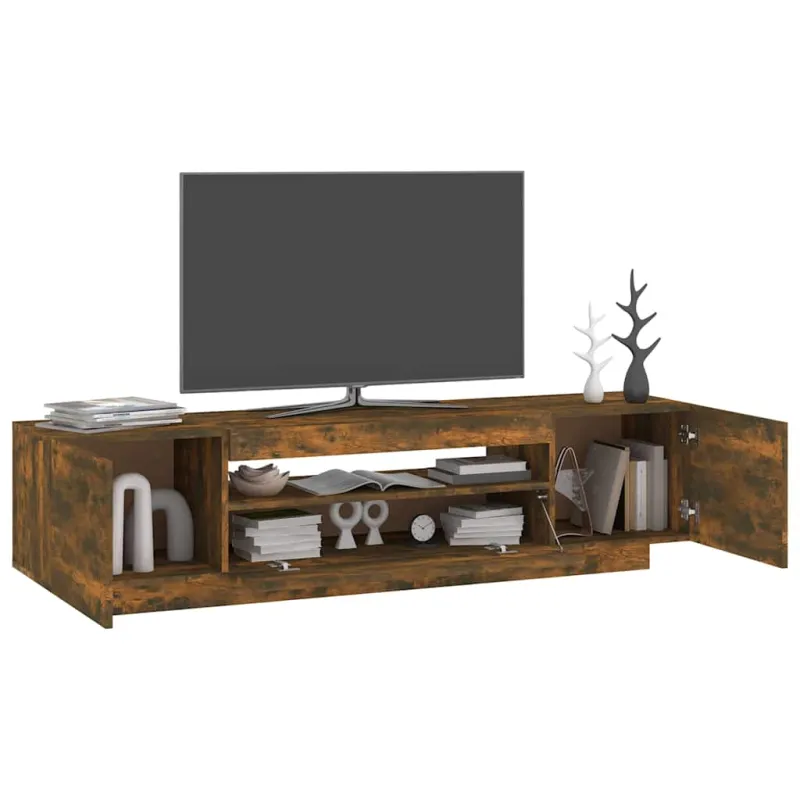 TV spintelė su LED apšvietimu, dūminio ąžuolo, 160x35x40cm