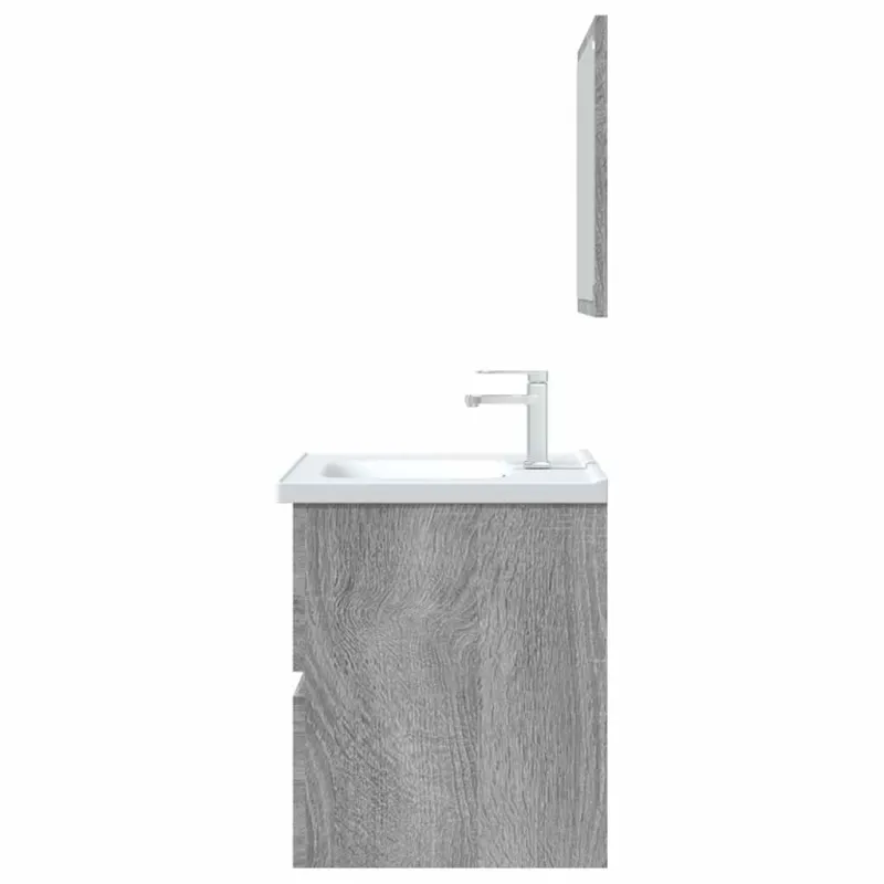 Vonios baldų komplektas, 2 dalių, pilkas ąžuolo, mediena