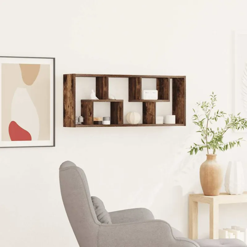 Sieninė lentyna, dūminio ąžuolo, 36x16x90cm, apdirbta mediena
