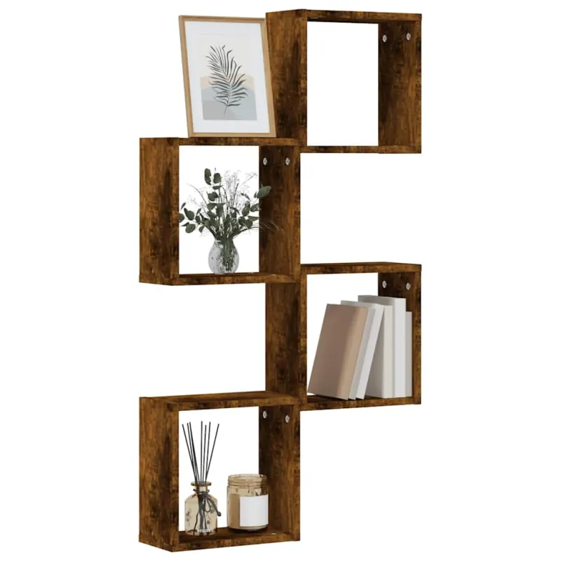 Wall Cube lentynos 4 vnt Rūkytas ąžuolas 30x15x30 cm
