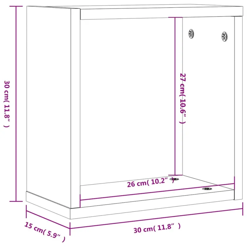 Wall Cube lentynos 6 vnt Rūkytas ąžuolas 30x15x30 cm