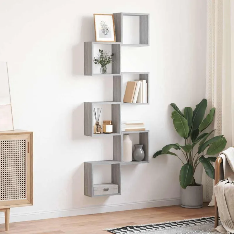 Wall Cube lentynos 6 vnt Pilka Sonoma 30x15x30 cm