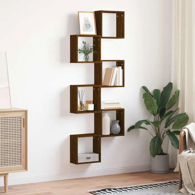 Wall Cube Lentynos 6 vnt Rudas ąžuolas 30x15x30 cm