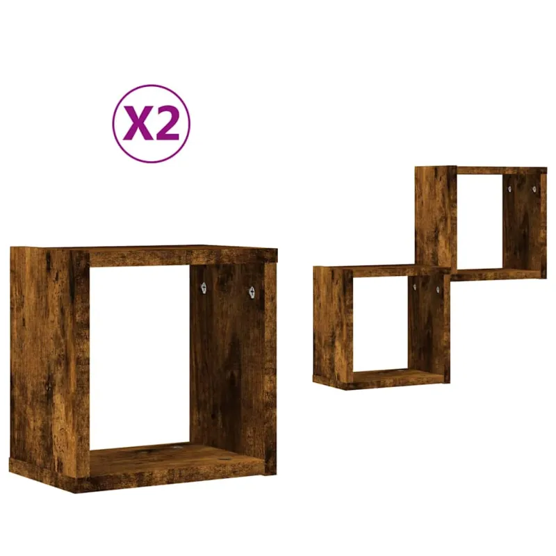 Sieninės lentynos 2 pcs Rūkyta ąžuolas 26 x 15 x 26 cm