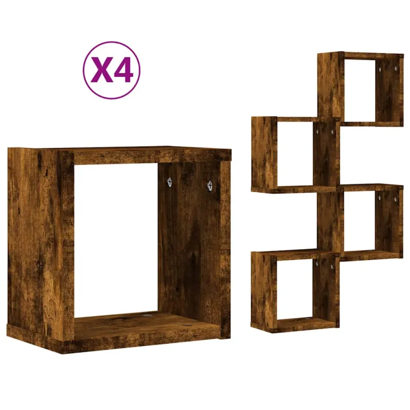 Sieninės lentynos 4 pcs Rūkyta ąžuolas 26 x 15 x 26 cm