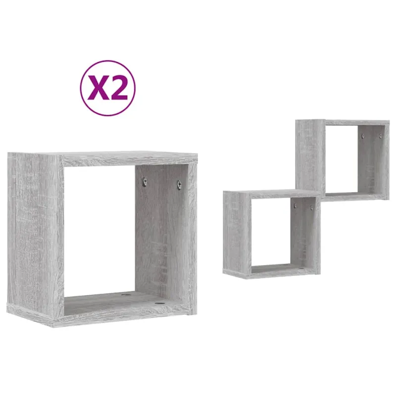 Sieninės lentynos 2 pcs Pilkas Sonoma 26 x 15 x 26 cm