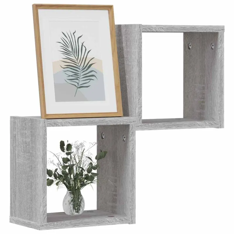 Sieninės lentynos 2 pcs Pilkas Sonoma 26 x 15 x 26 cm