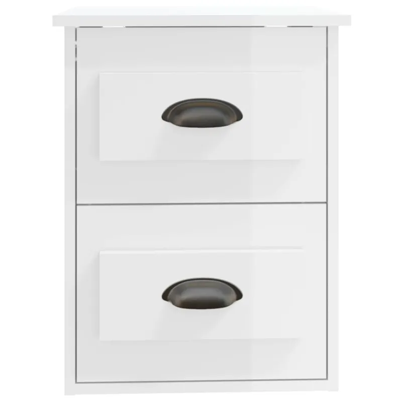 Sieninės naktinės spintelės, 2vnt., baltos, 41,5x36x53cmcm