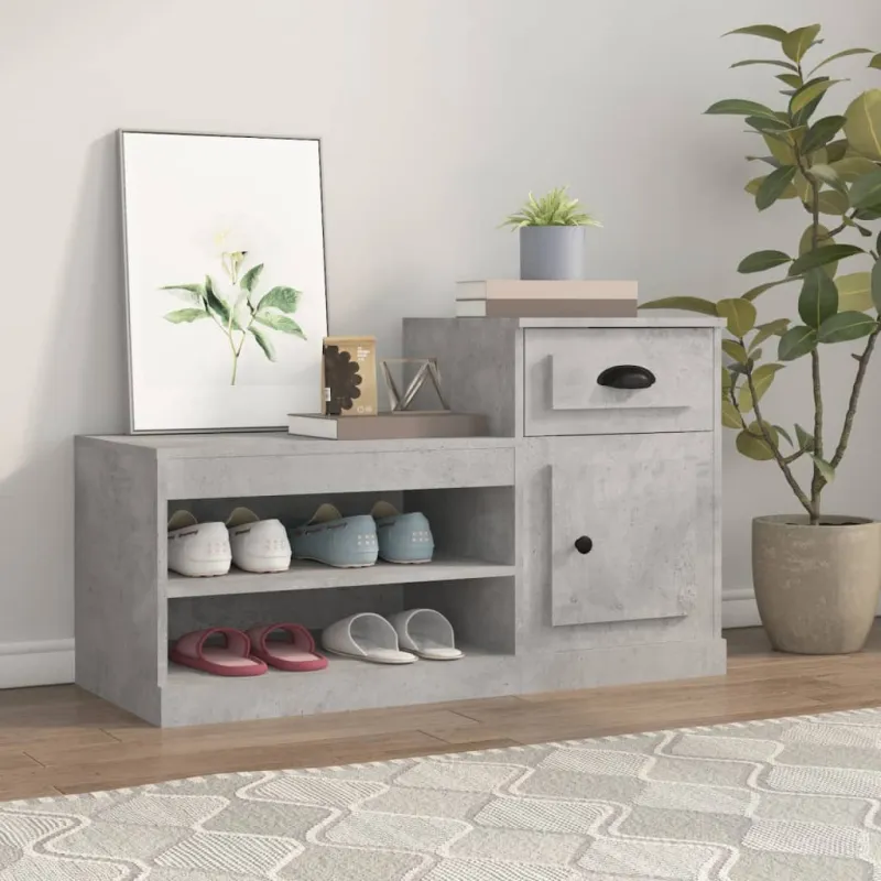 Spintelė batams, betono pilka, 100x42x60cm, apdirbta mediena