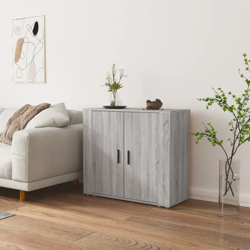 Šoninė spintelė, pilka ąžuolo, 80x33x70cm, apdirbta mediena