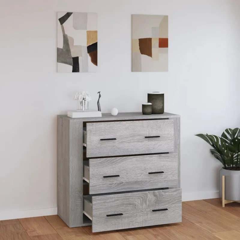 Šoninė spintelė, pilka ąžuolo, 80x33x70cm, apdirbta mediena
