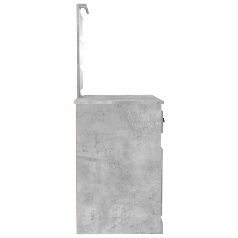 Kosmetinis staliukas su LED, pilkas, 90x50x132,5cm, mediena