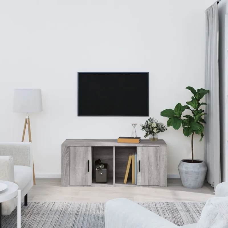 Televizoriaus spintelė, pilka ąžuolo, 100x35x40cm, mediena