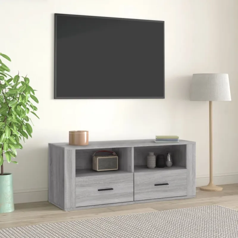 Televizoriaus spintelė, pilka ąžuolo, 100x35x40cm, mediena